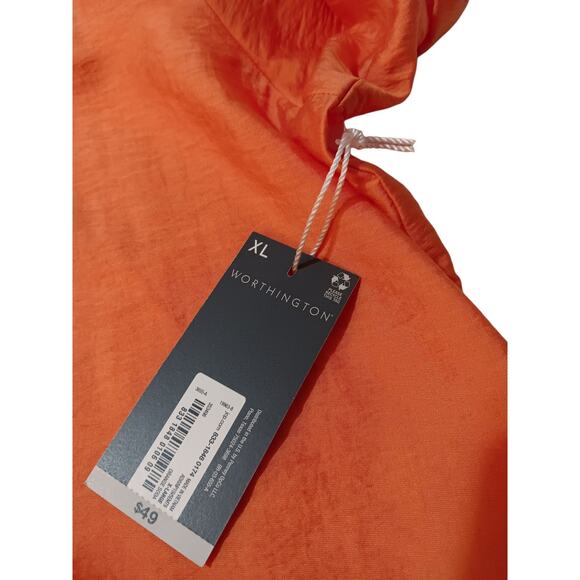 NEW WORTHINGTON Tunic‎ Top Kaftan Blouse XL Orange Long Lightweight Dressy Work - Picture 5 of 8